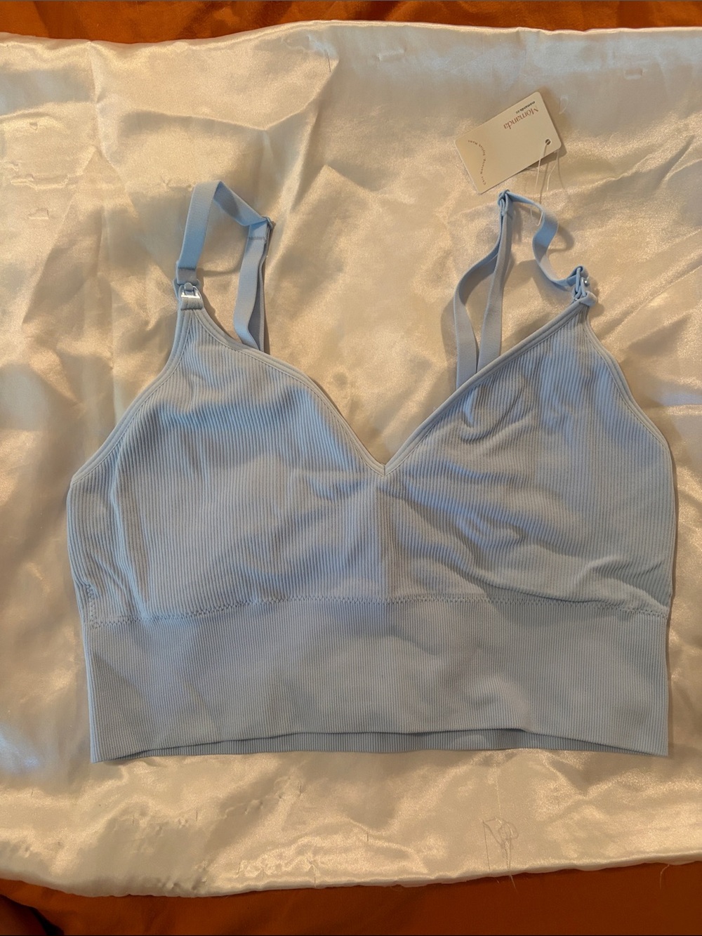 Nursing  Momanda-  Seamless Light Blue Ribbed Bralette, new with tags